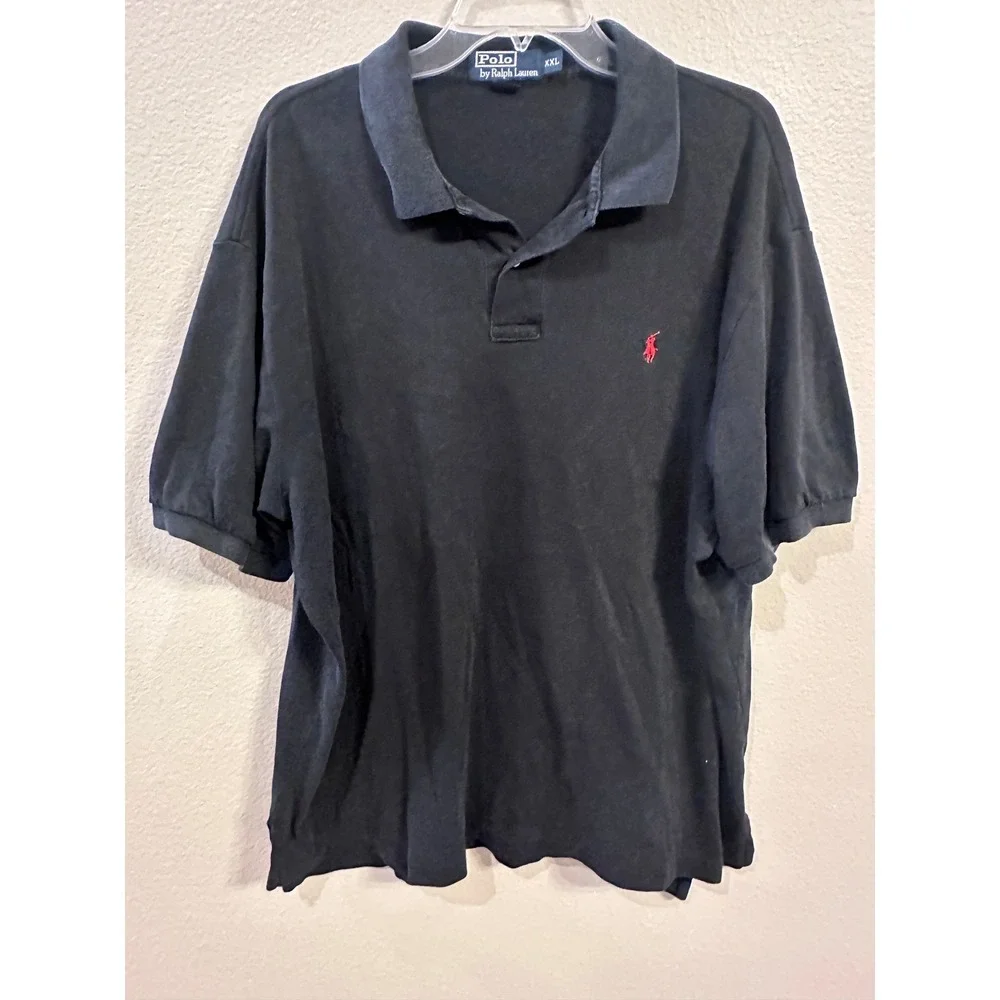 Polo by Ralph Lauren XXL Black Polo Shirt Red Logo Cotton Menswear